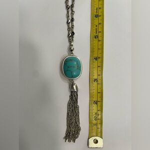 Reversible Turquoise and Cream Pendant Necklace- Costume Jewelry